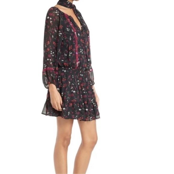 Joie Silk Floral Dress Sheer Sleeves Size Small NWT - Picture 4 of 14